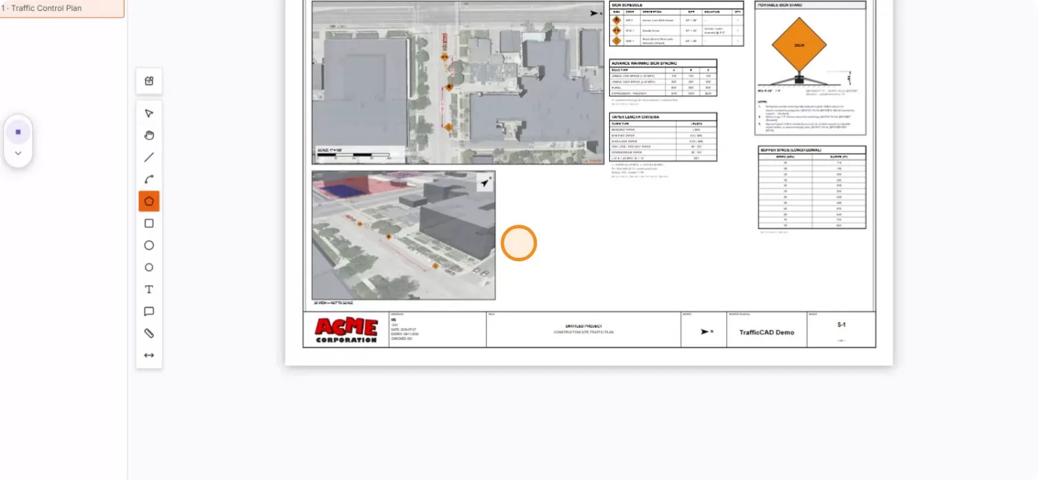 The polygon markup tool active