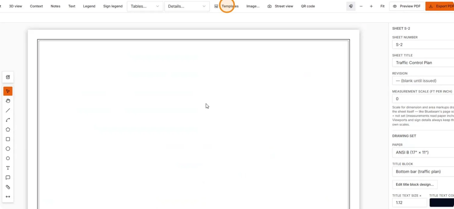 The Templates button on the toolbar