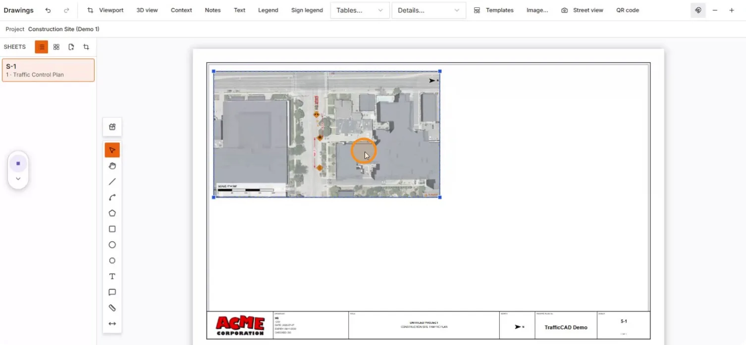 The resized viewport spanning the upper half of the sheet