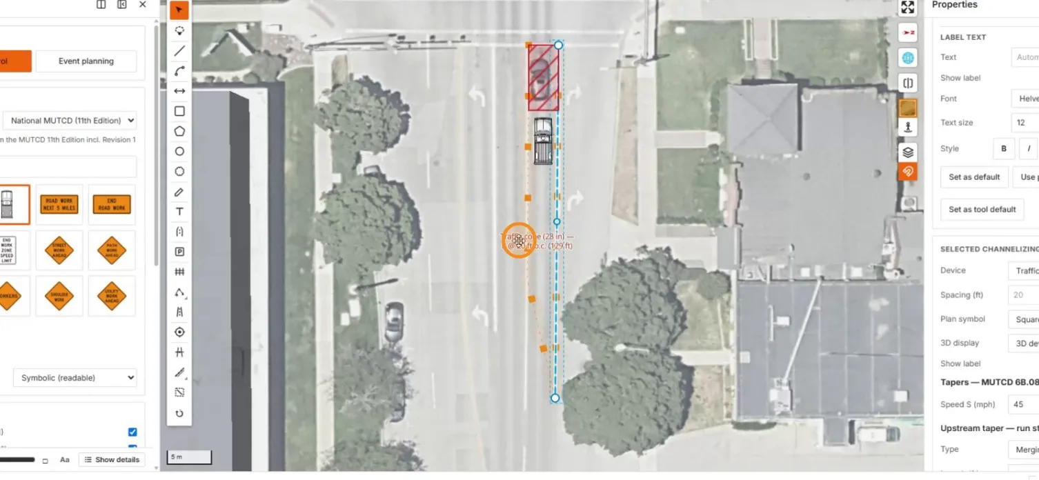 The cone run's label under the cursor before hiding it