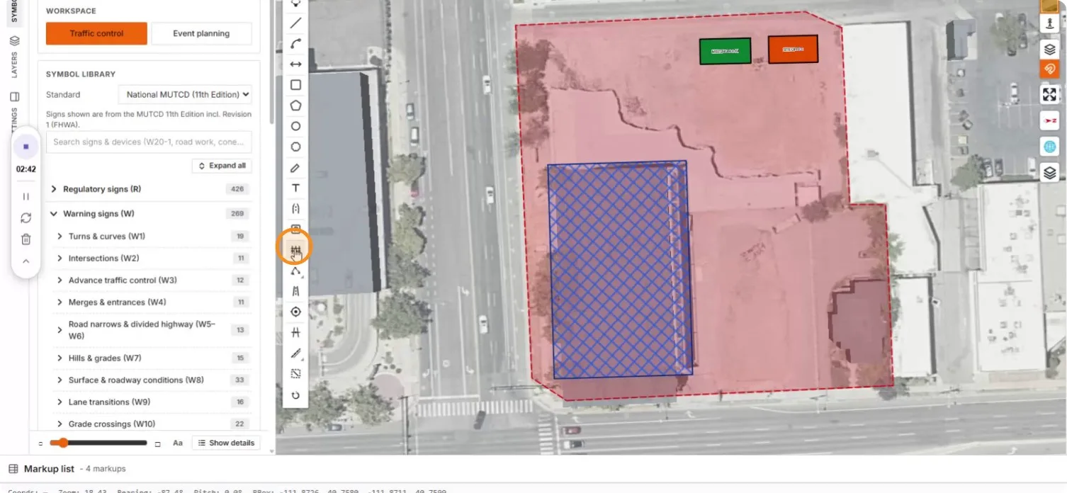 The fence tool selected with the annotated site below
