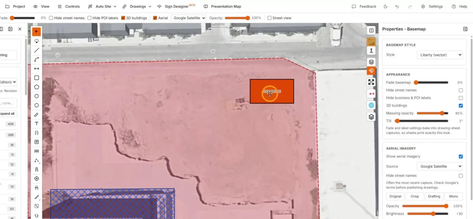 The orange SITE OFFICE box labeled on the plan