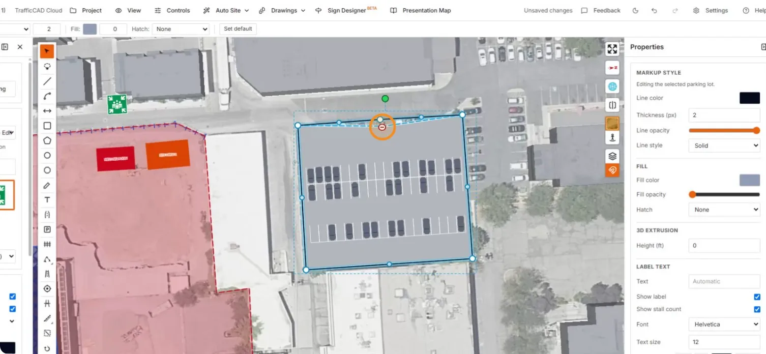 Adjusting a boundary vertex on the generated lot