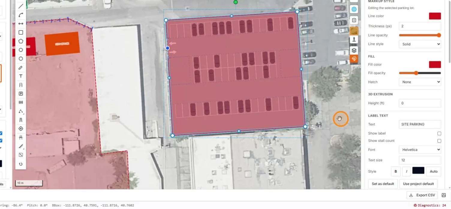 Fine-tuning the opacity on the selected lot