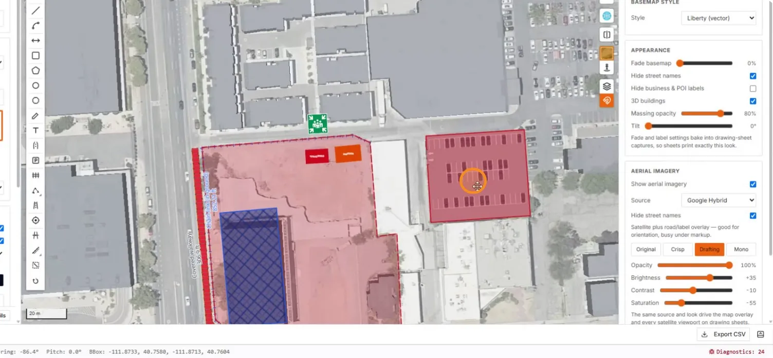 The complete site plan overview